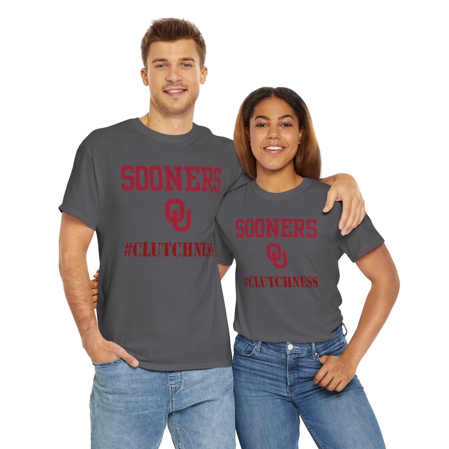 Sooners #CLUTCHNESS Unisex Heavy Cotton Tee | Comfortable Sportswear, Team Spirit Shirt, College Apparel, Gift for Fans, Game Day Outfit