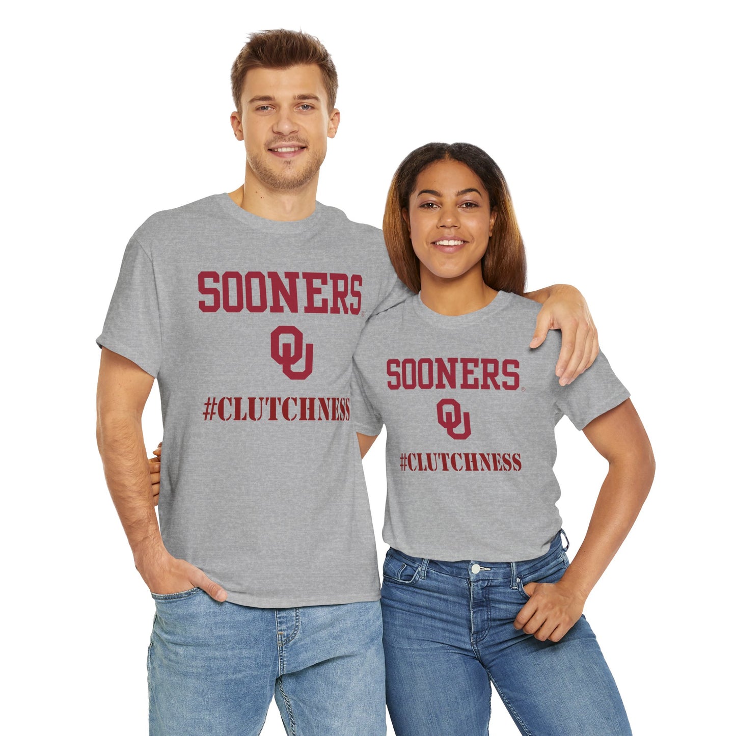 Sooners #CLUTCHNESS Unisex Heavy Cotton Tee | Comfortable Sportswear, Team Spirit Shirt, College Apparel, Gift for Fans, Game Day Outfit