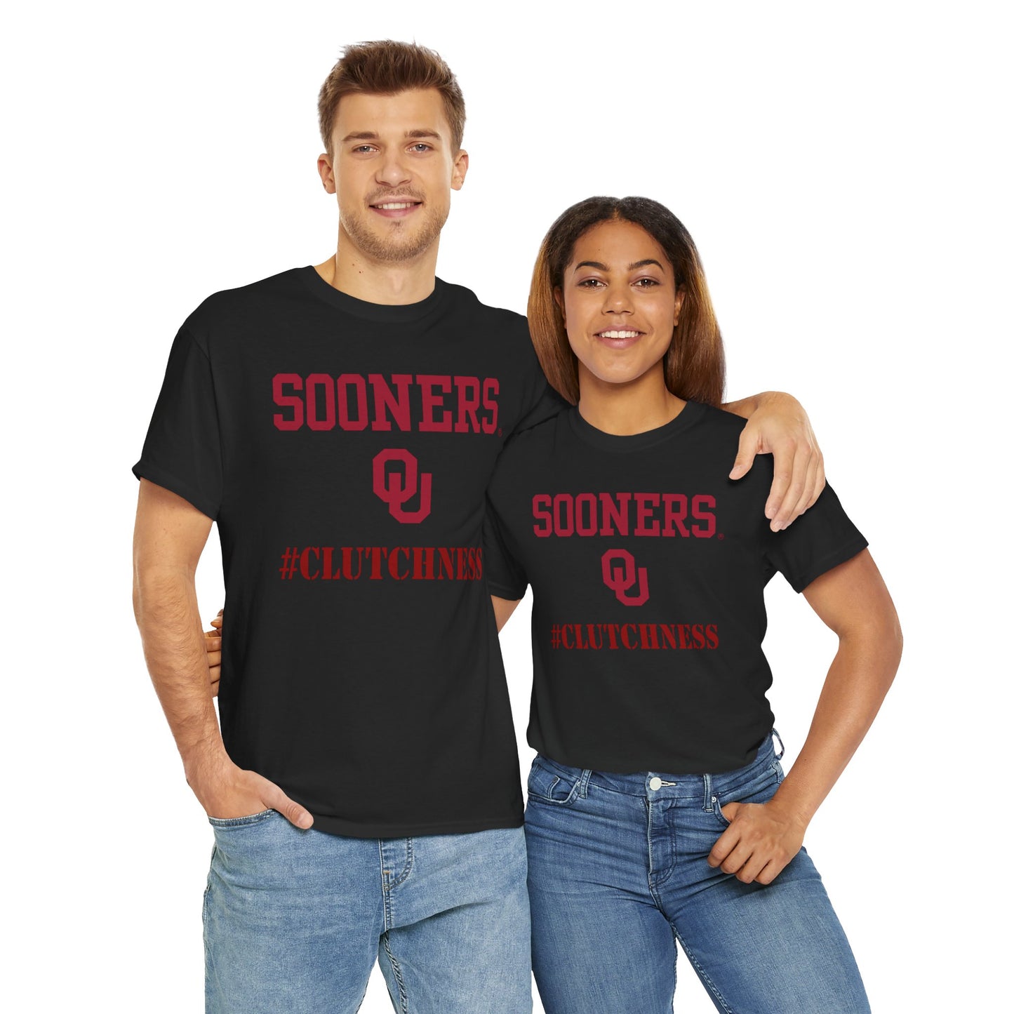 Sooners #CLUTCHNESS Unisex Heavy Cotton Tee | Comfortable Sportswear, Team Spirit Shirt, College Apparel, Gift for Fans, Game Day Outfit