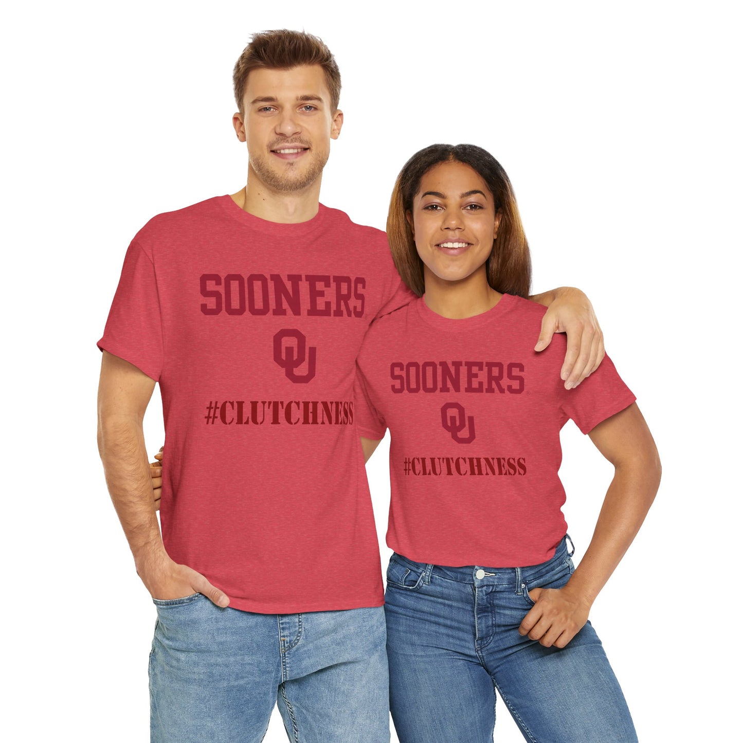Sooners #CLUTCHNESS Unisex Heavy Cotton Tee | Comfortable Sportswear, Team Spirit Shirt, College Apparel, Gift for Fans, Game Day Outfit
