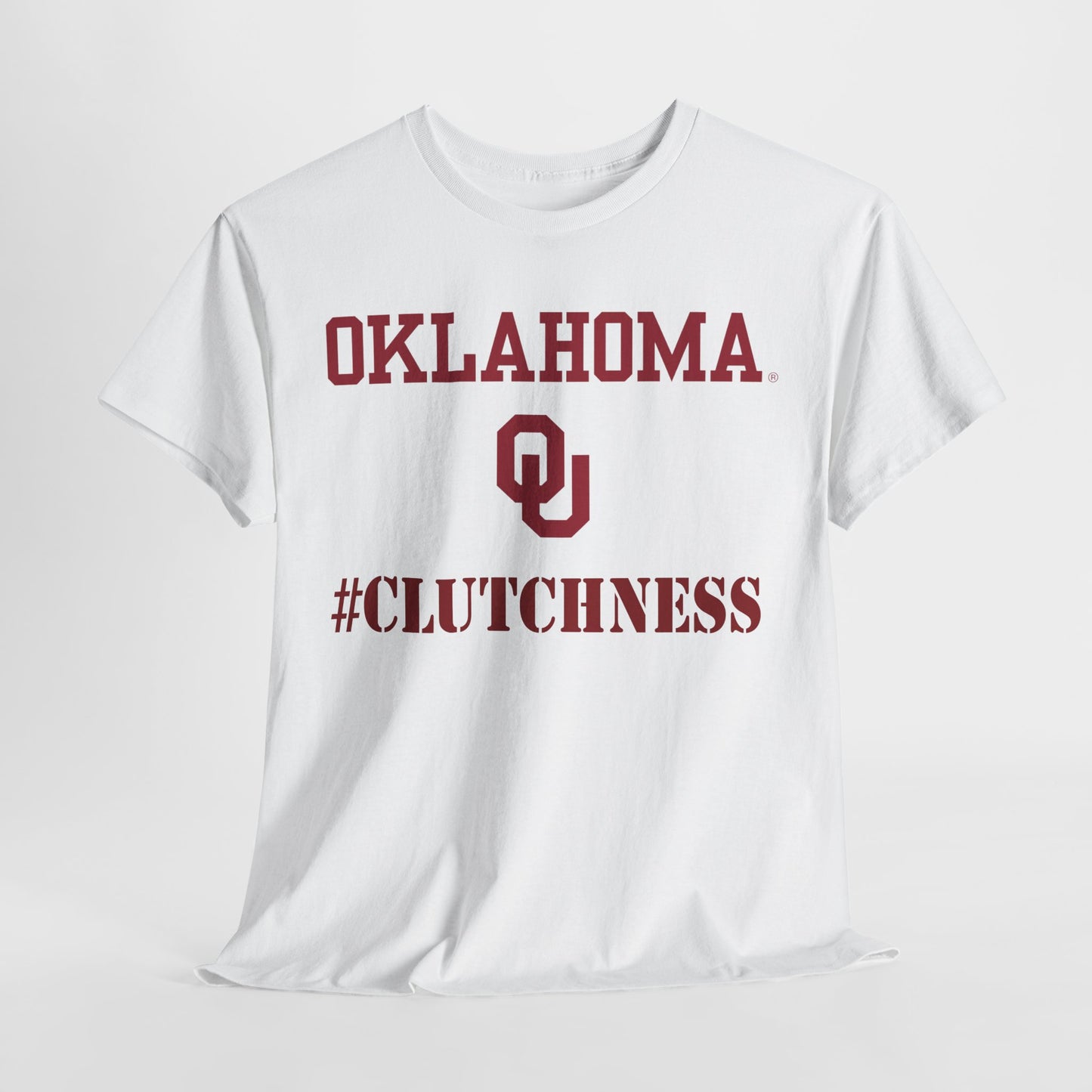 Oklahoma #CLUTCHNESS Unisex Heavy Cotton Tee, College Tee, Sports Fan Shirt, Gift for Students, OU Merchandise, Casual Wear