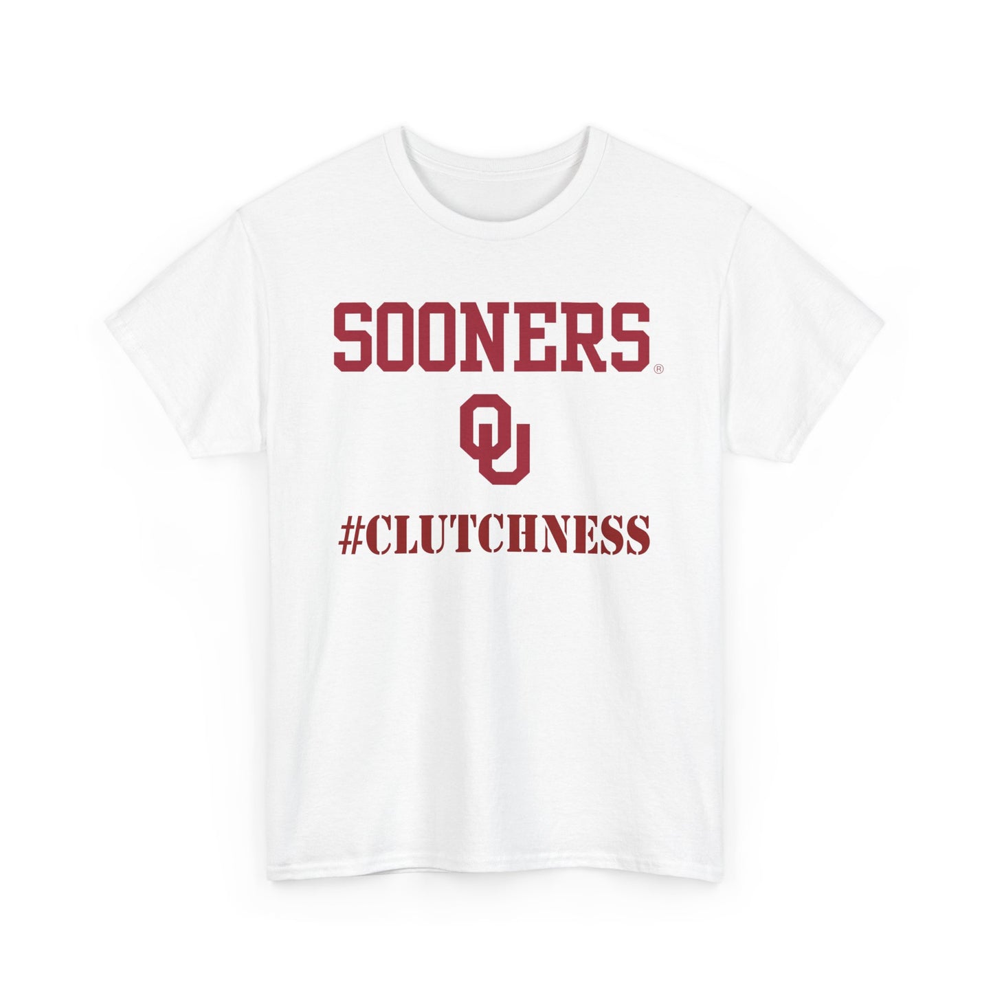 Sooners #CLUTCHNESS Unisex Heavy Cotton Tee | Comfortable Sportswear, Team Spirit Shirt, College Apparel, Gift for Fans, Game Day Outfit
