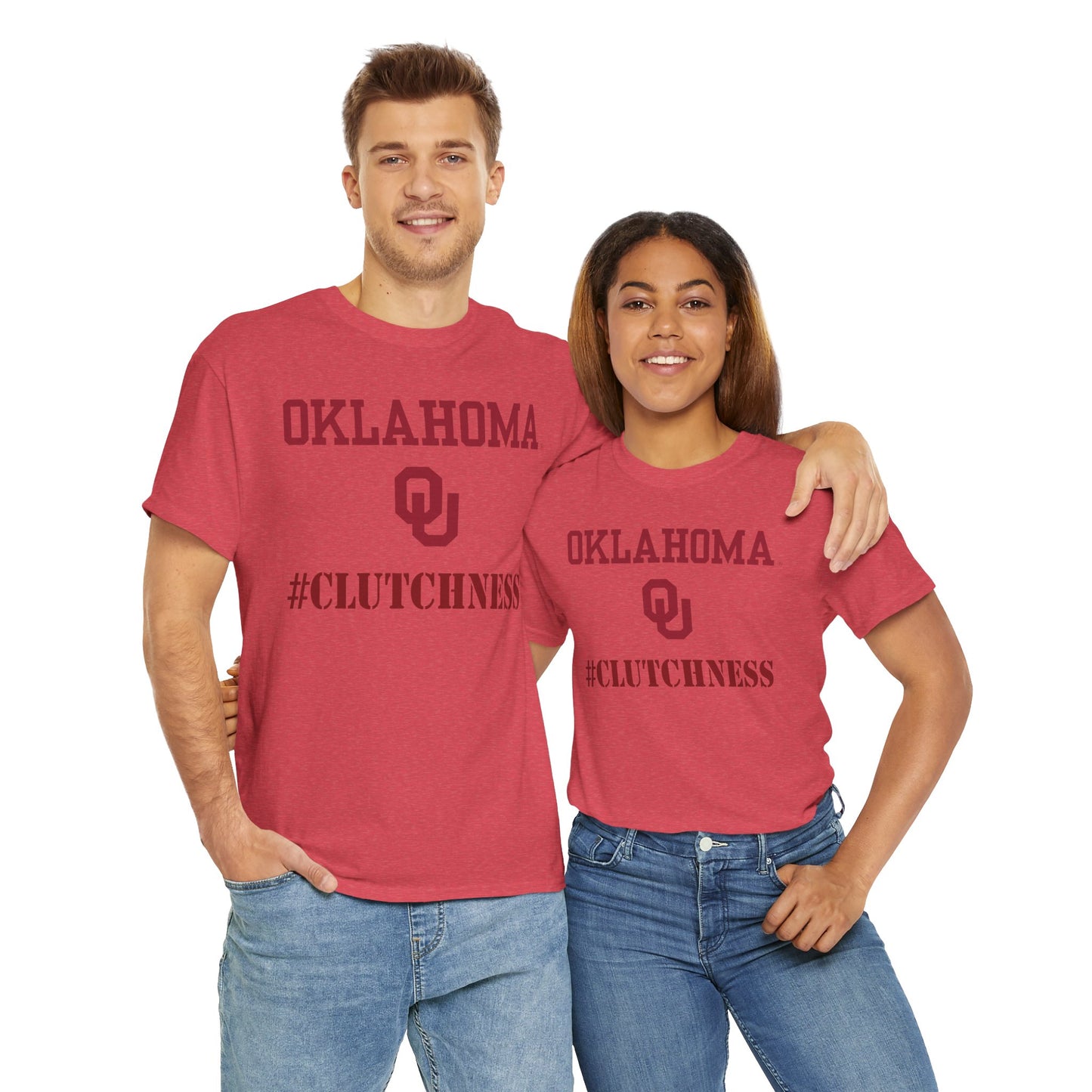 Oklahoma #CLUTCHNESS Unisex Heavy Cotton Tee, College Tee, Sports Fan Shirt, Gift for Students, OU Merchandise, Casual Wear
