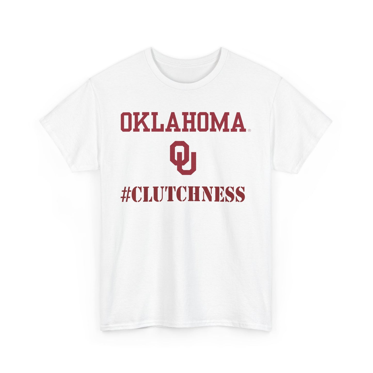 Oklahoma #CLUTCHNESS Unisex Heavy Cotton Tee, College Tee, Sports Fan Shirt, Gift for Students, OU Merchandise, Casual Wear