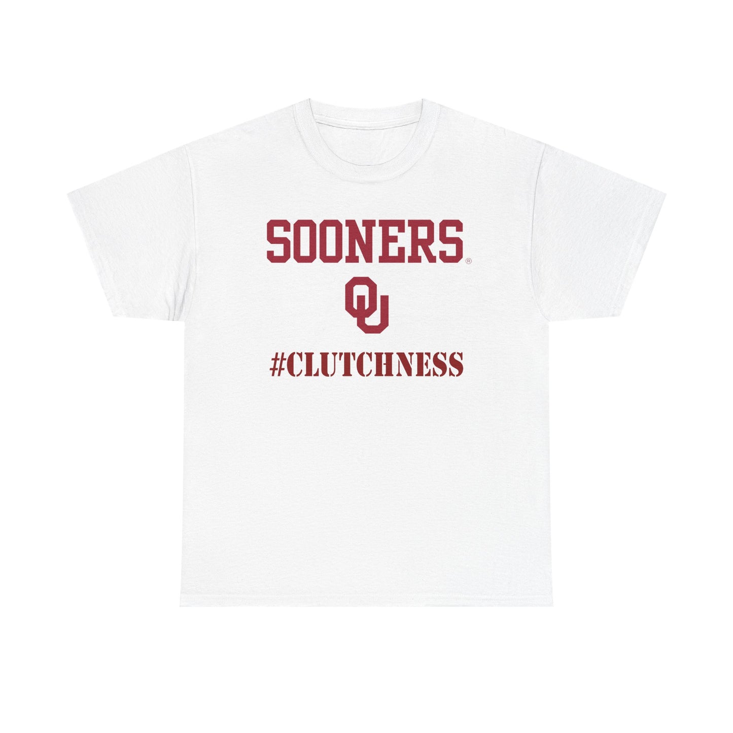 Sooners #CLUTCHNESS Unisex Heavy Cotton Tee | Comfortable Sportswear, Team Spirit Shirt, College Apparel, Gift for Fans, Game Day Outfit