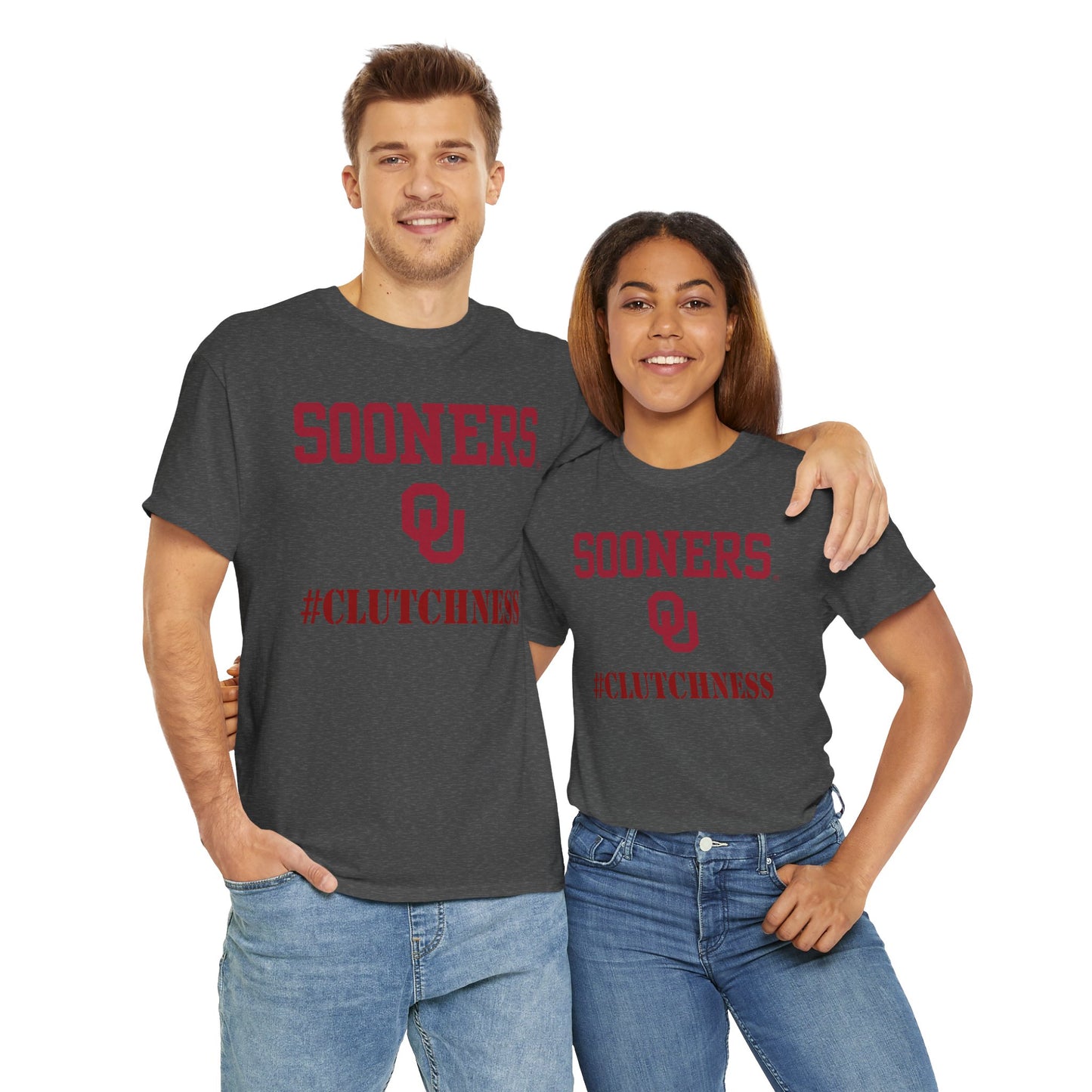Sooners #CLUTCHNESS Unisex Heavy Cotton Tee | Comfortable Sportswear, Team Spirit Shirt, College Apparel, Gift for Fans, Game Day Outfit