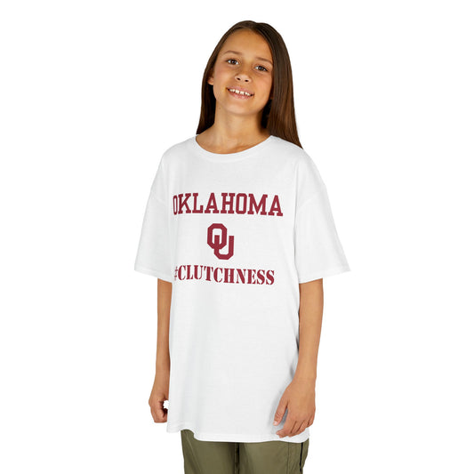 Oklahoma #Clutchness Tee for Kids, Sports T-Shirt, Birthday Gift, Youth Apparel, Team Spirit Top, Back-to-School Style